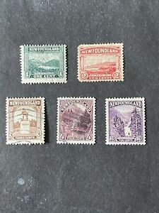 NEWFOUNDLAND, SCOTT # 131-134(4)+139, TOTAL 5 1923-24 PICTORIALS ISSUE USED
