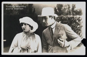 cartolina d'epoca  cinema-teatro RODOLFO VALENTINO E GLORIA SWANSON - Foto 1 di 1