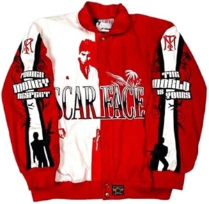 Giacca Scarface Tony Montana | Giacca Scarface Jeff Hamilton Pile Rosso e Bianco - Foto 1 di 5