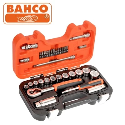 Bahco S330 1/4" & 3/8" Square Drive Socket Set with Metric Hex Profile & Ratchet - Image 1 of 4
