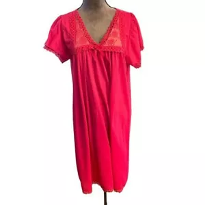 Kelly Reed Vintage Nightgown Lace V-Neck Short Sleeve Loungewear Sleepwear - Picture 1 of 5