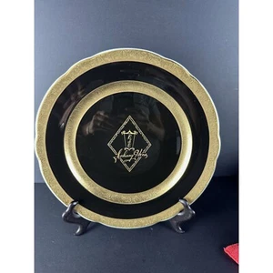 Jackson China Johnny Hess Black & Gold Vintage Dinner Plate 10.5" - Picture 1 of 9