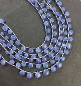 Blau Tansanit glatte Herzform 5 x 7 mm AAA natürlicher Tansanit einfach 10 Zoll Perlen - Bild 1 von 3