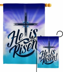 Él es Risen Garden Flag Easter Spring Decorative Small Gift Yard House Banner - Imagen 1 de 17