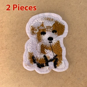 2pc Terrier Dog Embroidered Patch Cloth Iron On Applique craft sewing #1435 - Picture 1 of 1