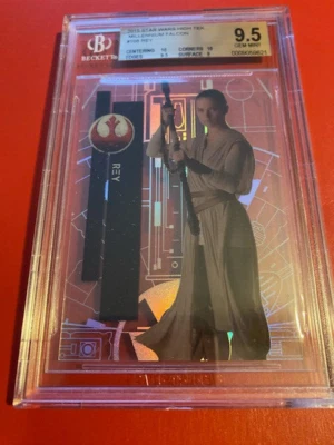 STAR WARS 2015 TOPPS HIGH TEK 108 REY Millenium Falcon BGS 9.5 GEM MINT Pop 20 - Image 1 of 4