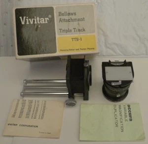 Vivitar Triple Track TTB-1 Bellows Attachment & Accura Slide Duplicator Mamiya - Picture 1 of 9