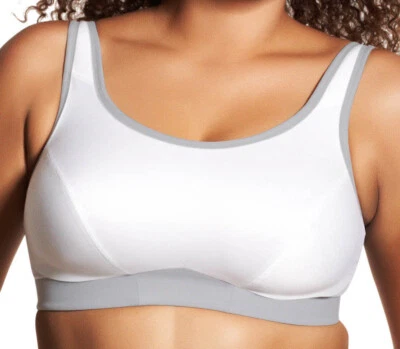 Sujetador deportivo Goddess 48DD blanco/gris copa suave cami estilo 5056 nuevo con etiquetas Foto 1 de 3