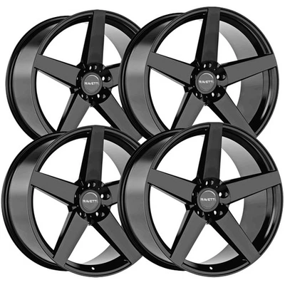 (Set of 4) Ravetti M13 18x8 5x112 +38mm Gloss Black Wheels Rims 18" Inch - Image 1 of 4