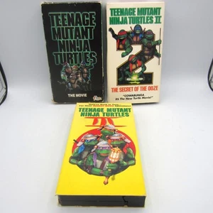 Vintage Teenage Mutant Ninja Turtles Movies 1 2 & 3 VHS Lot 3 TMNT Trilogy - Picture 1 of 10