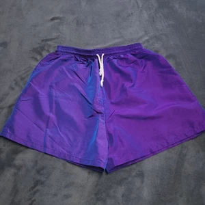Vtg 80s Active Elements Iridescent Nylon Casual Shorts Made USA Sz Medium - Picture 1 of 8