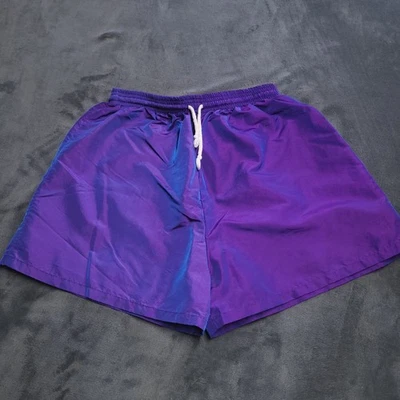Vtg 80s Active Elements Iridescent Nylon Casual Shorts Made USA Sz Medium - Image 1 of 4