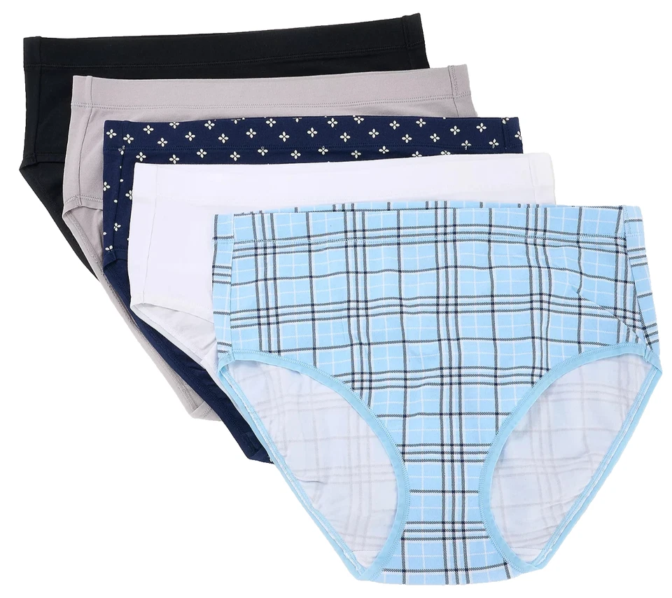 Cuddl Duds~Set of 5~Cotton Core Modern Briefs~Small~Blue Plaid~A669928 11366 - Image 1 of 1