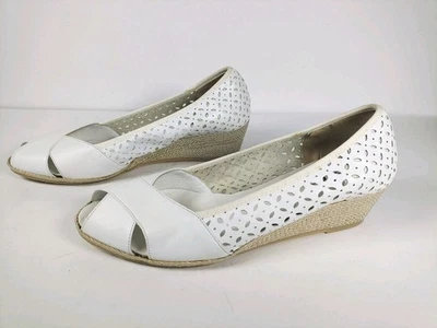 Nuevos zapatos de cuña de cuero blanco SESTO MEUCCI para mujer talla 8,5 hechos en Italia Foto 1 de 4