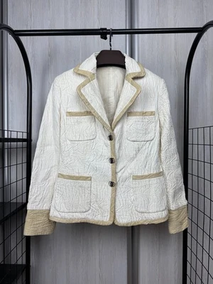 Salvatore Ferragamo Chaqueta Biker de Cuero Blanco Blazer Foto 1 de 4