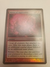 WAVES OF AGGRESSION-FOIL-EVENTIDE EDITION-MAGIC THE GATHERING CARD.