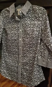 Isaac mizrahi Women's Black & White Paisley Blouse(small) - Picture 1 of 5