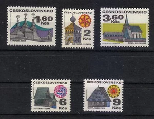 Czechoslovakia 1971-1979 MNH Mi 1987x,1988y,1989y,1990y,1991x wooden heritage ** - Picture 1 of 2