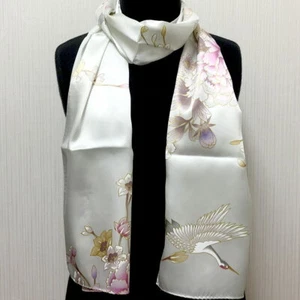Bufanda de seda grúa estola patrón japonés 32x160 cm recuerdo japonés de Kioto - Imagen 1 de 3