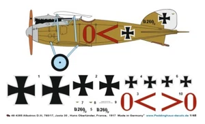 Peddinghaus-Decals 1/48 4385 Albatros D.III, 760/17, Jasta 30, Hans Oberland - Photo 1 sur 1