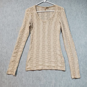 BKE Tops Damen klein beige Bluse Nylonmischung Struktur Spitze Lagenlook U-Ausschnitt - Bild 1 von 9