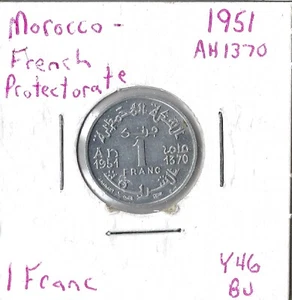 Moneda Marruecos (Protectorado francés) 1 franco 1951 Y46 - Imagen 1 de 3
