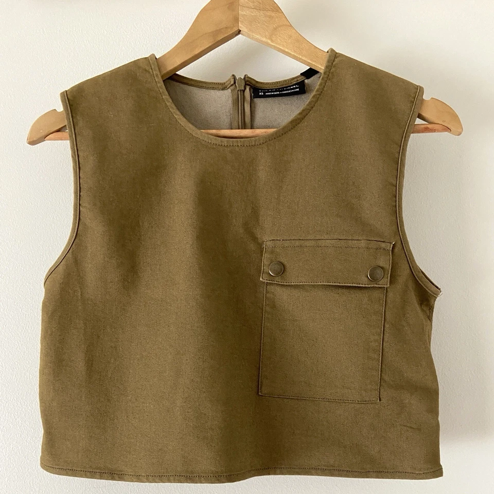 The Fifth Label Short Crop Top Olive Green Pocket Back Zip BNWT Size XS - Image 1 of 4