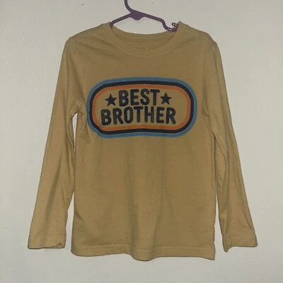 Carter’s Best Brother Yellow Long Sleeve Cotton Shirt Boys Size 5 - Image 1 of 4