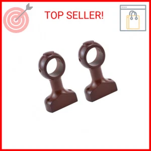 HEVSTIL 2-Pack Wood Curtain Rod Holder - Brackets for 1-2/5" Pole (Brown) - Picture 1 of 2