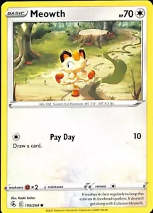 Meowth 199/264 - Fusion Strike - Common - Pokemon Card TCG - NM - Picture 1 of 2