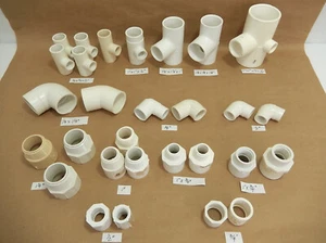 New & Used Assorted Styles & Sizes Of PVC Pipe Fittings. White & Ivory - Picture 1 of 11
