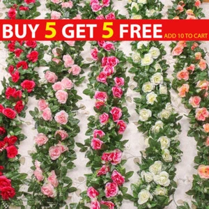 8ft 45 Flowers Artificial Flower Vine Rose Fake Hanging Garland Wedding Decor UK - Picture 1 of 27