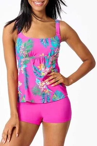 Kim Gravel x Swimsuits Scoop Neck Tankini w/Bike Short Raspberry - Picture 1 of 1