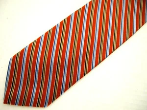 Brooks Brothers Mens Necktie Tie Orange Green Blue Striped Stain Resistant 60" - Picture 1 of 4