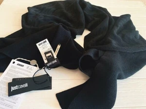 BUFANDA NEGRA JUST CAVALLI LANA LLAMA Y VISCOSA Novio Marido Regalo de Navidad - Imagen 1 de 10