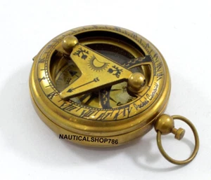Brújula náutica reloj de sol marina vintage brújula de bolsillo regalo/decoración - Imagen 1 de 4