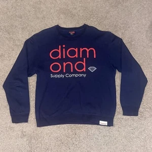 Diamond Supply Co. Sudadera Gráfica Spellout Azul Marino Rojo Talla Grande - Imagen 1 de 5