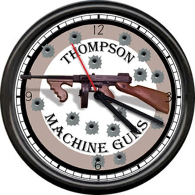 OFF THE WALL CLOCKS Thompson Machine Gun Rifle Target Sign Wall Clock #787