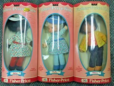 Vintage Lot of 3 Fisher Price Kids Rag Soft Dolls In Box - Muffy, Mikey & Billie