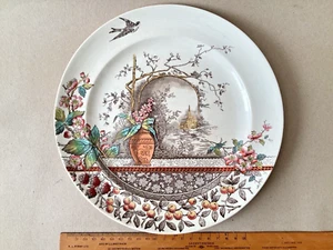 BURGESS & LEIGH - SECHS ÄSTHETISCHE POLYCHROME PLATTEN "RUSTIKAL" Muster um 1887. - Bild 1 von 16