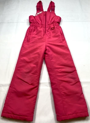 Roebuck & Co Girls Large (6X) Pink Insulated Snow Bibs Overalls Boot Gaiters Zip - Image 1 of 4