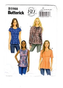 Women's Sewing Pattern Lined Top, Cap Sleeves Butterick B5988 Size 16-24, UC F/F - Picture 1 of 4