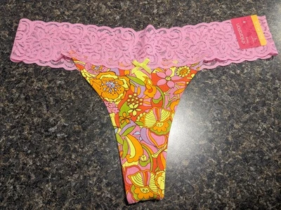 Vintage Target Xhilaration lace thong groovy panties pink cotton low rise M - Image 1 of 4