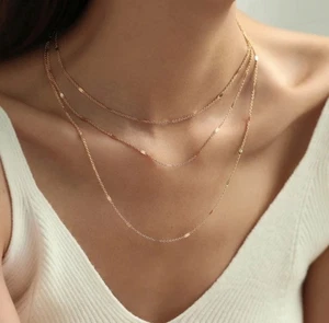 Gold Layered Dainty Necklace – Minimalist 1pc Chain for Women - Picture 1 of 2