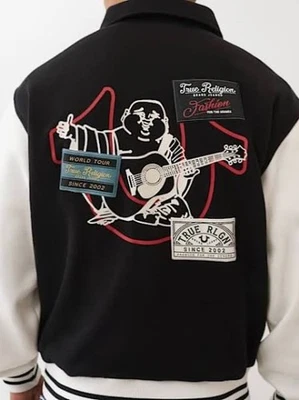 Chaqueta universitaria True Religion con cuello parche polar mediana para hombre Foto 1 de 2