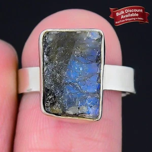 Labradorite druzy Gemstone Sterling Silver Cluster Wedding Ring Jewelry Size 7 - Picture 1 of 7