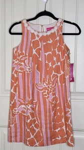 Lilly Pulitzer Target Girl's SZ L 10/l2 Pink/ Orange Shift Dress NWT 100% Linen - Picture 1 of 13