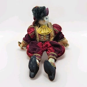 Dillards Porzellan Königlicher Prinz Katze Puppe Ornament Samt Stoff Outfit - Bild 1 von 6