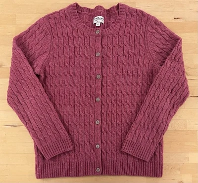 Cardigã feminino Norm Thompson suéter grande lã rosa malha cabo rosa empoeirado - Imagem 1 de 4