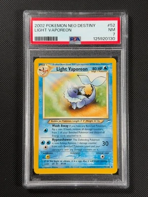 PSA 7 Light Vapreon 52/105 REGULAR Pokémon Card WOTC Neo Destiny Uncommon NM - Image 1 of 4